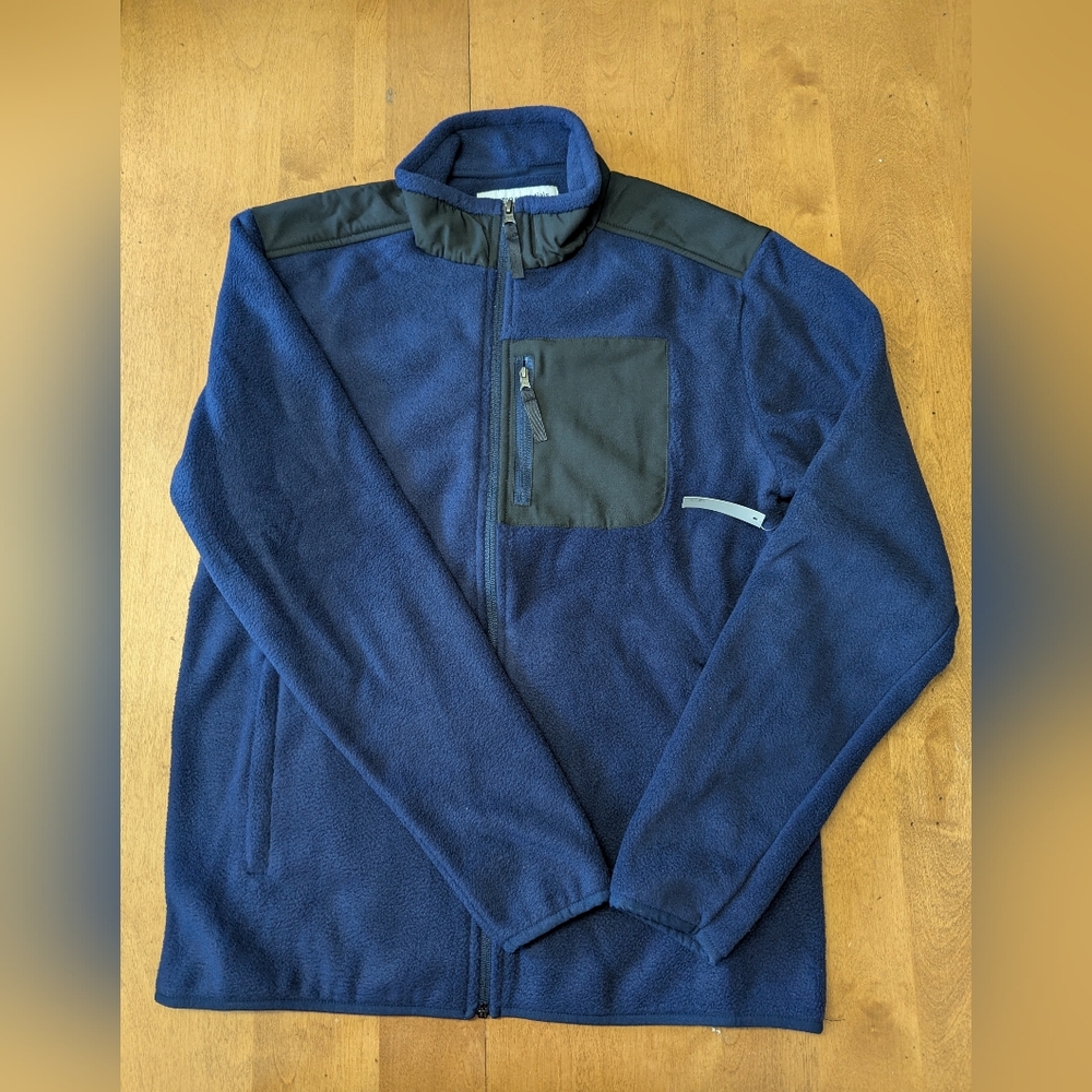 Amazon Essentials Navy Blue Full-Zip Fleece Jacket with Black Accents